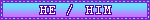 Untitled Cyan and purple blinkie with the text "he/him"