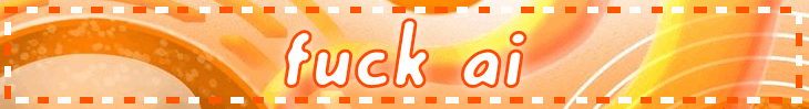Orange blinkie with the text "fuck ai"