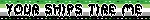 Untitled Aromantic flag blinkie with the text "your ships tire me" in a creepy font