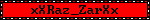 Untitled Red blinkie with a black border and black text that says "xXRaz_ZarXx"