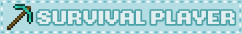 Untitled Light blue blinkie with the text "survival player" and a Minecraft diamond pickaxe