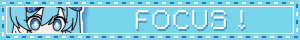 Untitled Cyan blinkie with a picture of Mesmerizer Miku and the text "focus!"