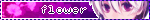 Untitled Purple blinkie with a picture of vFlower and the text "flower"