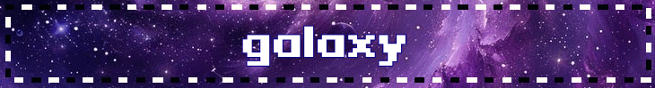 A purple space themed blinkie that says "galaxy"